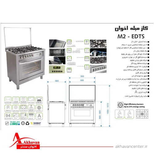 الگوی برش اجاق گاز مبله M2-EDTS فردار اخوان